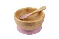Citron Bamboo Bowl + Cuillère Pink avec Ventouse