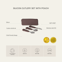 Citron Silicone Cutlery and Pouch Set Tiger