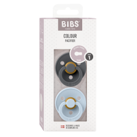 BIBS Sucette Colour 2 PACK Latex_Round_0-6m_Iron_Baby Blue