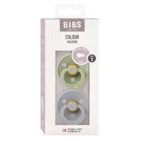 BIBS Nuggi Colour 2 PACK Latex_Round_0-6m_Sage_Cloud