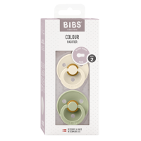 BIBS Pacifier Colour 2 PACK Latex_Round_6-12m_Ivory_Sage