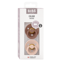 BIBS Pacifier Colour 2 PACK Latex_Round_6-12m_Woodchuck_Blush