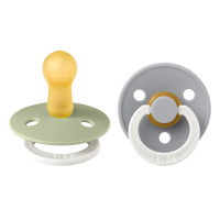 BIBS Nuggi Colour 2 PACK Latex_Round_0-6m_Sage GLOW_Cloud...
