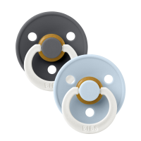 BIBS Nuggi Colour 2 PACK Latex_Round_6-12m_Iron GLOW_Baby...