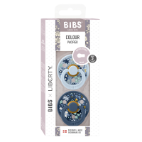 BIBS Colour x Liberty 2 PACK Latex_Chamomile Lawn_Round_6-12m_Baby Blue Mix