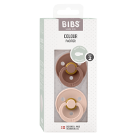 BIBS Nuggi Colour 2 PACK Latex_Symmetrical_6-12m_Blush_Woodchuck