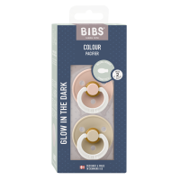 BIBS Pacifier Colour 2 PACK Latex_Symmetrical_0-6m_Blush GLOW_Vanilla GLOW
