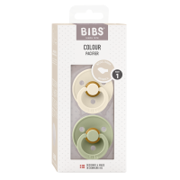 BIBS Nuggi Colour 2 PACK Latex_Anatomical_0-6m_Ivory_Sage