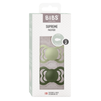 BIBS Nuggi Supreme 2 PACK Silicone_Symmetrical_6-12m_Sage_Hunter Green