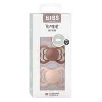 BIBS Pacifier Supreme 2 PACK Silicone_Symmetrical_6-12m_Woodchuck_Blush