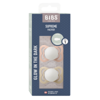 BIBS Pacifier Supreme 2 PACK Silicone_Symmetrical_0-6m_Blush GLOW_Vanilla GLOW
