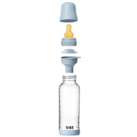 BIBS Glas Anti Kolik Flasche Latex 240ml Baby Blue