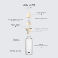 BIBS Baby Bottle Anti Colic Silicone 270 ml Medium Flow Ivory