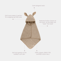 BIBS Kangaroo Hoodie Towel Baby Woodchuck