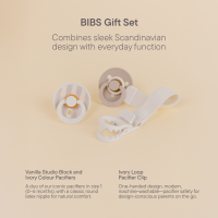 BIBS Colour Pacifier & Loop Clip Gift Set Latex Size 1 Ivory