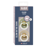 BIBS Nuggi Colour 2 PACK Latex_Round_0-6m_Sage Glow_Vanilla Glow