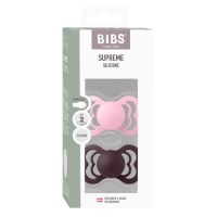 BIBS Nuggi Supreme 2 PACK Silicone_Symmetrical_6-12m_Baby Pink_Plum