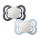 BIBS Supreme 2 PACK Silicone_Symmetrical_0-6m_ Iron GLOW_Baby Blue GLOW