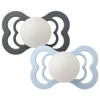 BIBS Nuggi Supreme 2 PACK Silicone_Symmetrical_6-12m_Iron...