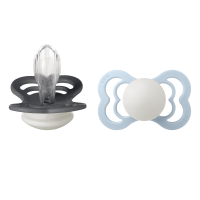 BIBS Nuggi Supreme 2 PACK Silicone_Symmetrical_6-12m_Iron...