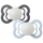 BIBS Nuggi Supreme 2 PACK Silicone_Symmetrical_6-12m_Iron GLOW_Baby Blue GLOW