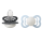 BIBS Nuggi Supreme 2 PACK Silicone_Symmetrical_6-12m_Iron GLOW_Baby Blue GLOW