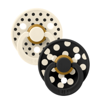 BIBS Studio Colour Polka 2 PACK Latex_Round_0-6m_Ivory_Black