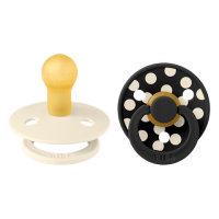 BIBS Studio Colour Polka 2 PACK Latex_Round_0-6m_Ivory_Black