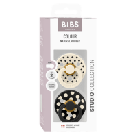 BIBS Studio Colour Polka 2 PACK Latex_Round_6-12m_Ivory_Black