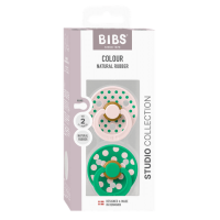 BIBS Studio Colour Polka 2 PACK Latex_Round_6-12m_Petal_Cactus