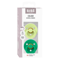 BIBS Nuggi Colour 2 PACK Latex_Round_0-6m_Matcha_Cactus