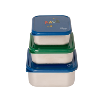 Citron Stainless Steel Stackable Lunchbox Blue Dino 3 pcs