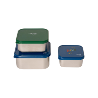 Citron Stainless Steel Stackable Lunchbox Blue Dino 3 pcs