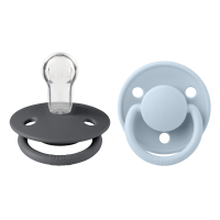 BIBS Pacifier De Lux 2 PACK Silicone Onesize Iron_Baby Blue