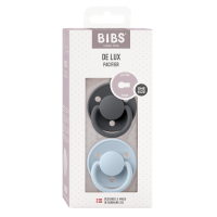 BIBS Pacifier De Lux 2 PACK Silicone Onesize Iron_Baby Blue