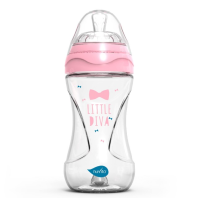Nuvita Biberon en verre 240ml anti-colique rose 3M+