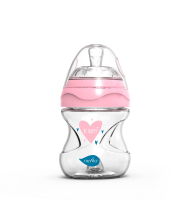 Nuvita Biberon en verre 140ml anti-colique rose 0M+