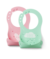 Nuvita Squashy bavoir en silicone Rose/Vert 2 pièces