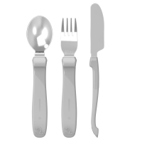 Twistshake Learn Cutlery Stainless Steel 12+m Pastel Grey